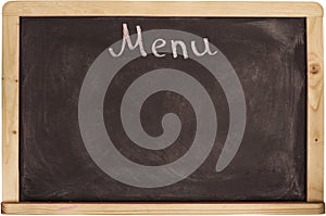 Restaurant menu board on blackboard. isolated over white background