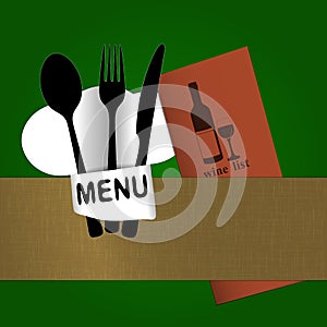 Restaurant menu with chef hat chef wine list