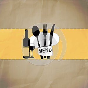 Restaurant menu with chef hat line