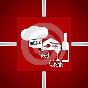 Restaurant menu with chef hat red