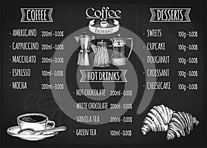 Restaurant menu design. Coffee restaurant brochure vector, coffee shop menu design.