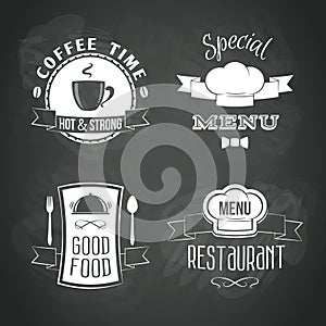 Restaurant menu emblems set