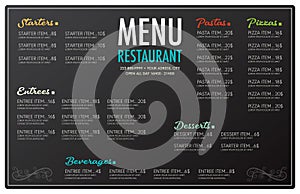 Restaurant menu flyer template layout design black background photo