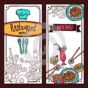 Restaurant menu food banners set vector design illustration