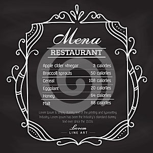 Restaurant menu hand drawn frame blackboard vintage retro label vector