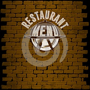 Restaurant menu template on a background brick wall