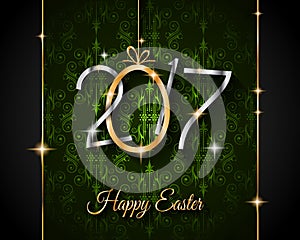 Restaurant Meny template for 2017 Easter celebration with a Golden egg