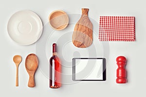 Restaurant mock up template with organized objects.