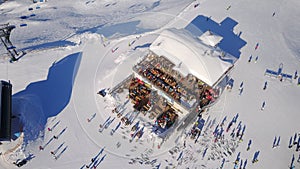 Restaurant of Nassfeld ski area in Austria from above