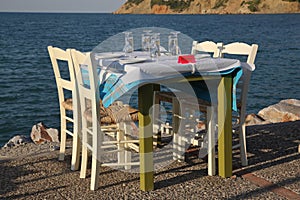 Restaurant in the open air by the sea