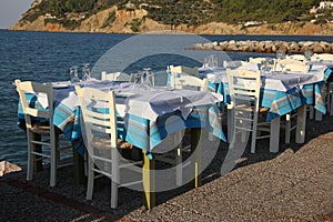 Restaurant in the open air by the sea