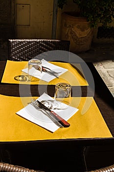 Restaurant outside table ready for customers