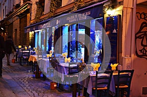 Restaurant in Paris by night