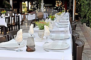 Restaurant patio tables photo