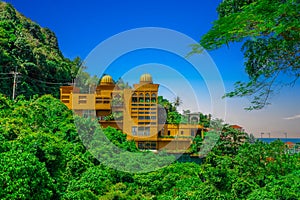 Restaurant in Phuket Mountains over looking Karon Beach lovely Skies Sunset in Phuket island Thailand.