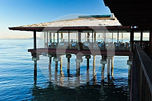 Restaurant on pilings over San Francisco Bay