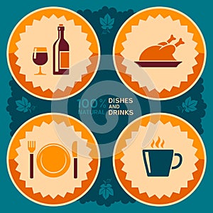 Restaurant poster design with food and drink icons