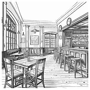 Restaurant, pub or cafe bar interior vector design