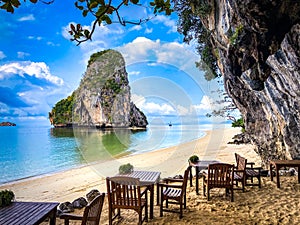 Restaurant in Railay beach in Krabi, Thailand