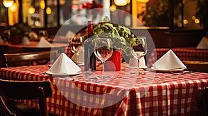 restaurant red checkered tablecloth