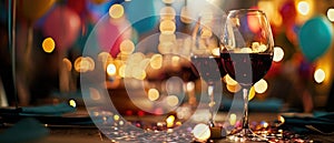 A Restaurant Rendezvous Amplifies Love With Red Wine At Hand Vibrant Birthday Party With Balloons, C