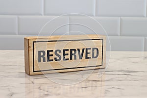 Restaurant reserved table sign on table