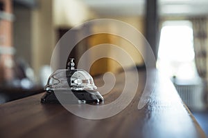 Restaurant Service Bell on the Table in Hotel Reception - Vinta