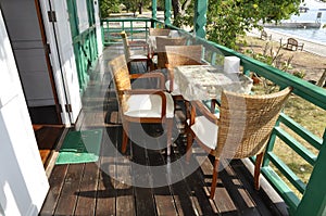 Restaurant Set Rattan Wood Table