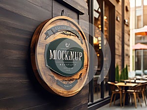 Restaurant sign mockup design. Cafe Logo. Logo Mockup