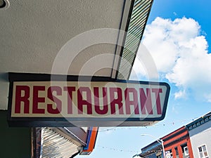 Restaurant sign sky background