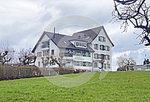 Restaurant Sternensee by the small lake of the same name or Sternenweiher pond Sternen pond, Samstagern - Canton of ZÃÂ¼rich photo