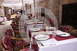 Restaurant in Street in Dubrovnic in Croatia Europe