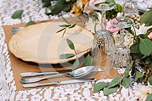 Restaurant table decorated for celebration event