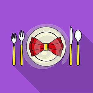Restaurant table flatting icon in flat style isolated on white background. Restaurant symbol stock vector illustration.