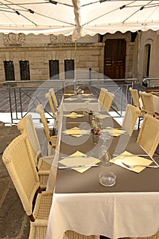Restaurant table in France photo