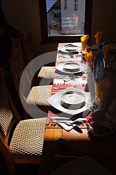 Restaurant table with plates