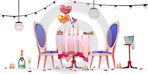 Restaurant table after romantic dating isolated