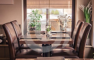 Restaurant Table With Seats And Menu`s