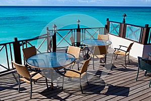 Restaurant tables with sea view