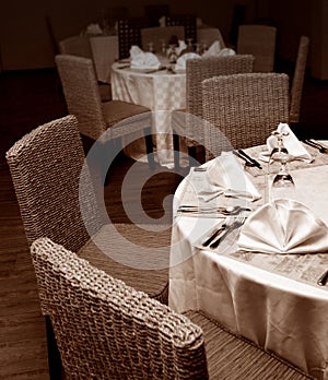 Restaurant tables setup photo