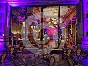 Restaurant terrace at night, in Brasov city