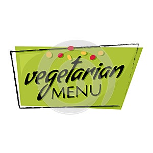 Restaurant Vegetarian Menu Card Design template. Green lifestyle sign