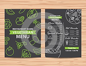 Restaurant vegetarian and vegan healthy menu design