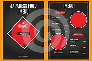 Restaurant vertical sushi Japanese food brochure menu design template