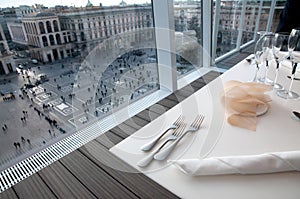 Restaurant with view on Piazza Duomo (Milan, Italy