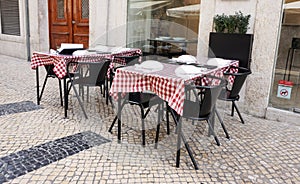 Summertime restaurant outdoor patio seating
