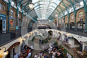 Restaurants and shops at the Covent Garden market in London