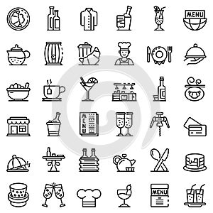 Restaurateur icons set, outline style