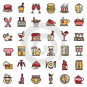 Restaurateur icons set, outline style