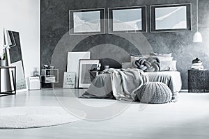 Restful black and white bedroom photo